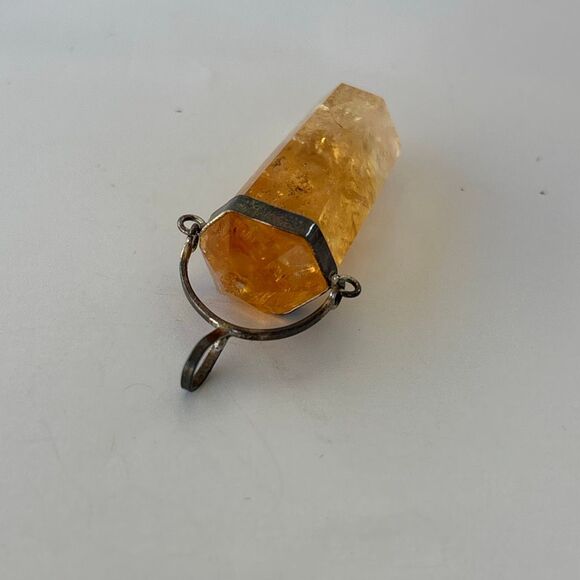 Vintage sterling silver 925 yellow citrine point pendant 9.27g 1.9" stunning - Picture 6 of 6